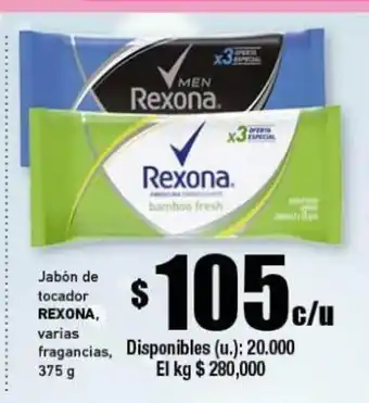 Cooperativa Obrera Rexona Jabón de tocador varias fragancias 375g oferta