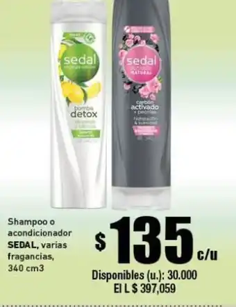 Cooperativa Obrera Sedal Shampoo o acondicionador 340 cm3 oferta