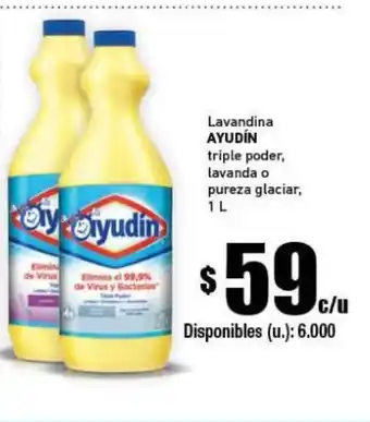 Cooperativa Obrera Ayudín Lavandina triple poder, lavanda o pureza glaciar, 1 L oferta