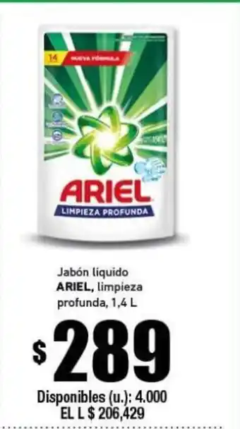 Cooperativa Obrera Ariel Jabón liquido limpieza profunda 1.4 L oferta