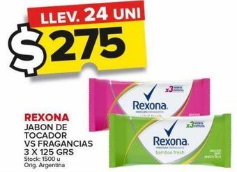 Carrefour Maxi Jabón de tocador rexona vs fragancias 3 x 125g oferta