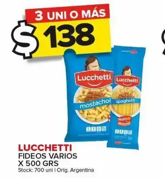 Carrefour Maxi Fideos lucchetti bolsa varios x 500g oferta