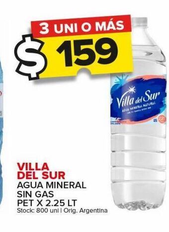 Carrefour Maxi Agua mineral villa del sur sin gas 2,25l oferta