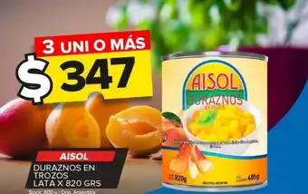 Carrefour Maxi Duraznos en trozos aisol lata 820g oferta