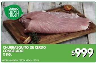 Jumbo Churrasquito de cerdo congelado x kg oferta