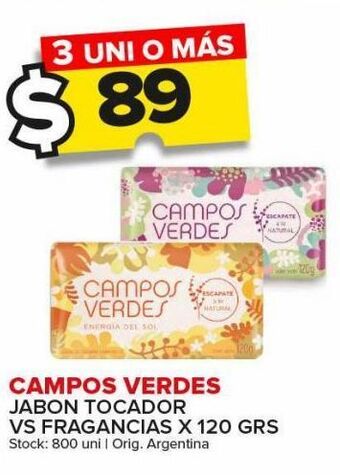 Carrefour Maxi Jabón de tocador campos verdes vs fragancias x 120g oferta