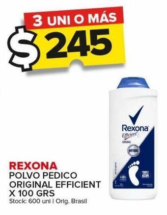 Carrefour Maxi Polvo pedico rexona efficient original 100g oferta