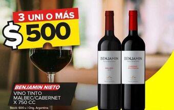 Carrefour Maxi Vino tinto benjamín nieto cabernet/malbec x 750cc oferta