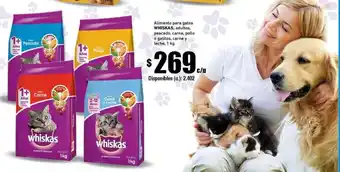 Cooperativa Obrera Whiskas, Alimento para gatos adultos, pescado, carne, pollo o gatitos, carne y leche, 1kg oferta