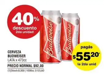 Atomo Conviene Budweiser Cerveza 473cc oferta