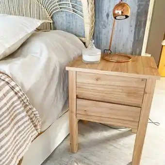 Pinturerias Sagitario Mesa de luz 2 cajones sin tiradores madera paraíso 45x37x58 cm oferta