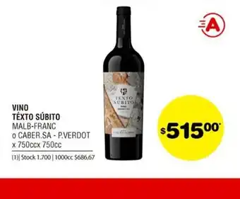 Atomo Conviene Tèxto Súbito Vino x 750cc x 750cc oferta