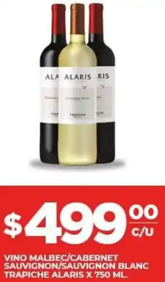 Supermercados DIA Vino Malbec/Cabernet Sauvignon Blanc Trapiche Alaris 750ml oferta
