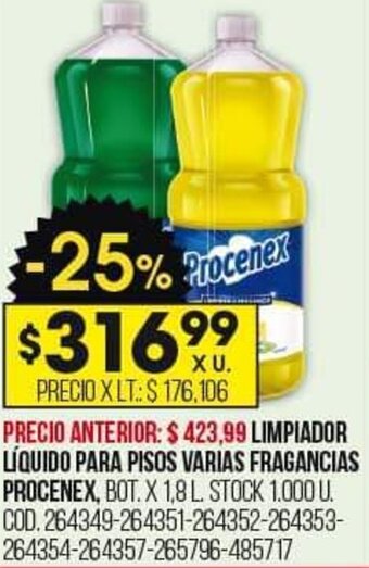 Coto Limpiador Líquido para Pisos Varias Fragancias Procenex oferta