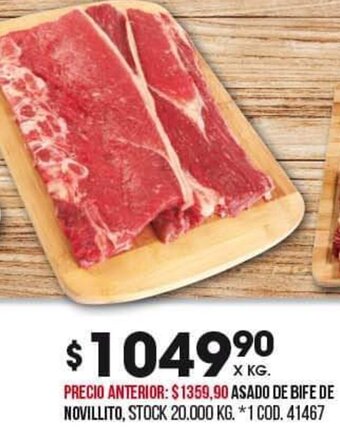 Coto Asado de Bife de Novillito oferta
