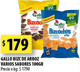 Punto Mayorista Gallo Bizc de Arroz Varios Sabores 100g oferta