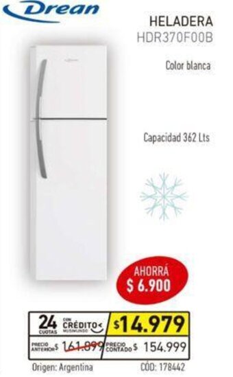 Musimundo Drean Heladera 362L oferta