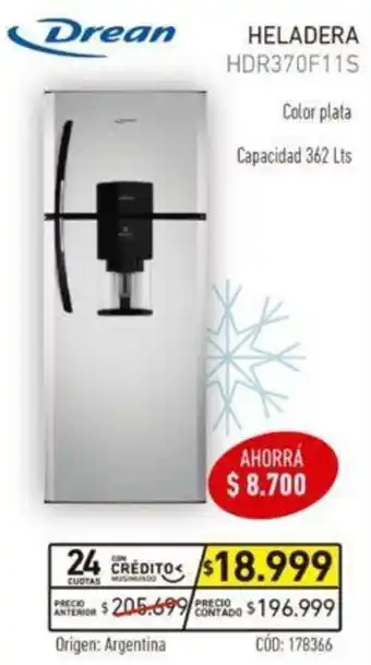 Musimundo Drean Heladera 362L oferta