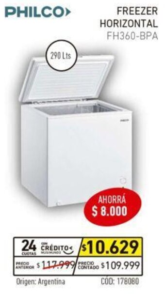 Musimundo Philco Freezer Horizontal 290L oferta