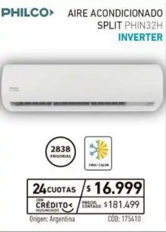 Musimundo Philco Aire Acondicionado Split Inverter oferta