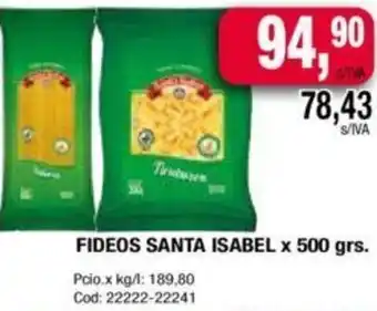 Maxiconsumo Fideos Santa Isabel 500 grs oferta