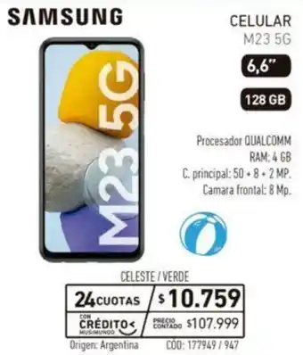 Musimundo Samsung Celular M23 5G 6,6" 128GB oferta