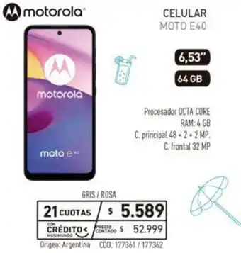 Musimundo Motorola Celular Moto E40 6,53" 64GB oferta