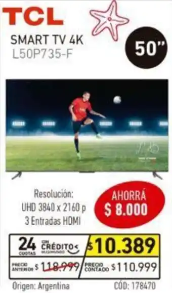 Musimundo TCL Smart TV 4K 50" oferta