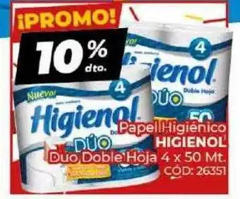 Diarco Papel higiénico higienol duo doble hoja 4 oferta