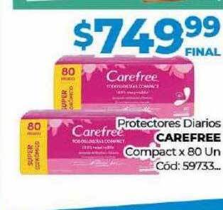 Diarco Protectores diarios carefree compact x 80 un oferta