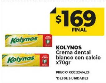 Supermayorista Vital Kolynos crema dental blanco con calcio oferta