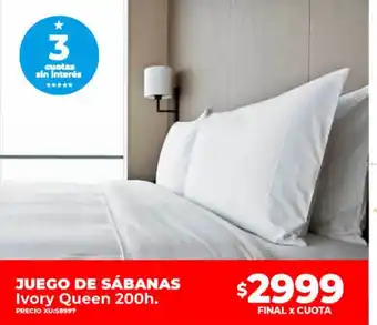 Supermayorista Vital Juego de sábanas ivory queen 200h. oferta