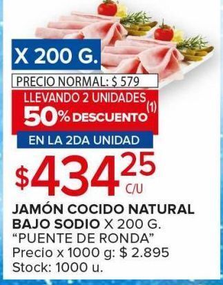 Carrefour Maxi Jamón cocido natural bajo sodio oferta
