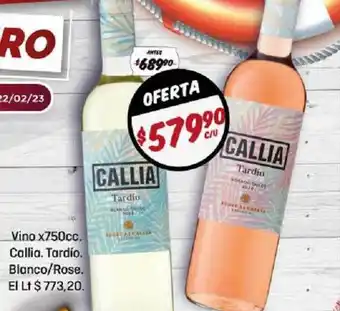 Vino callia tardío blanco rose