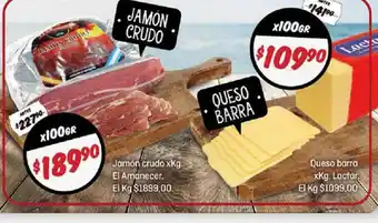 El Nene Jamón crudo el amanecer queso barra lactar oferta