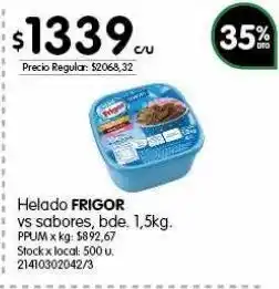 Jumbo Helados frigor vs sabores 1,5kg oferta