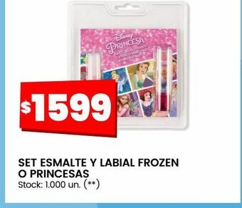 Changomas Set esmalte y labial frozen o princesas oferta