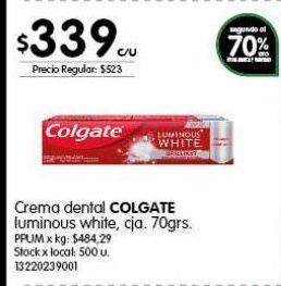 Jumbo Crema dental colgate luminous white 70g oferta