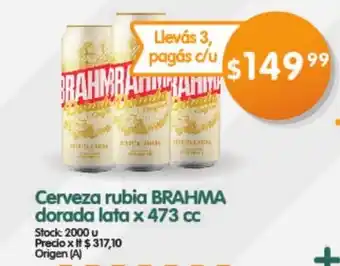 Supermercados Buenos Días Cerveza Rubia Brahma Dorada lata x 473cc oferta