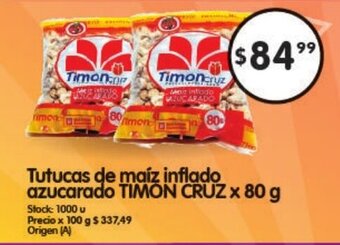 Supermercados Buenos Días Tutucas de Maíz Inflado Azucarado TIMON CRUZ x 80g oferta