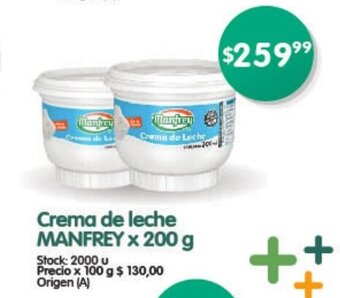 Supermercados Buenos Días Crema de Leche MANFREY x 200g oferta