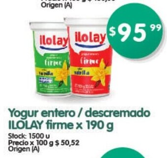 Supermercados Buenos Días Yogur Entero / Descremado ILOLAY Firme x 190g oferta