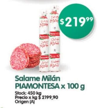 Supermercados Buenos Días Salame Milán PIAMONTESA x 100g oferta