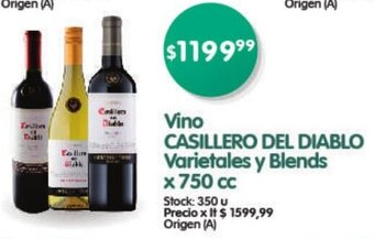 Supermercados Buenos Días Vino CASILLERO DEL DIABLO Varietales y Blends x 750cc oferta