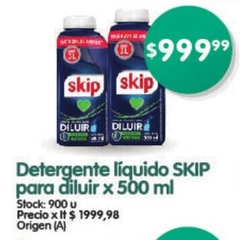 Supermercados Buenos Días Detergente Líquido SKIP para Diluir x 500ml oferta