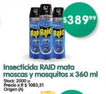 Supermercados Buenos Días Insecticida RAID Mata Moscas y Mosquitos x 360ml oferta