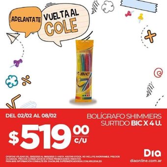 Supermercados DIA Bolígrafo Shimmers Surtido BIC x 4u oferta