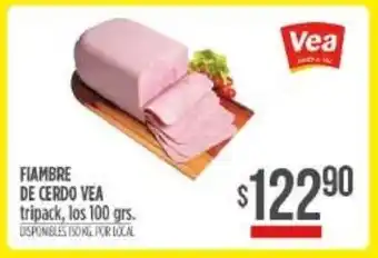 Fiambre de Cerdo VEA tripack, los 100g