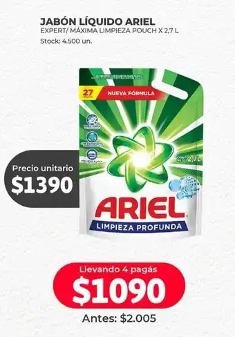 Supermercados Tadicor Jabón Líquido ARIEL Expert / Máxima Limpieza Pouch x 2,7L oferta
