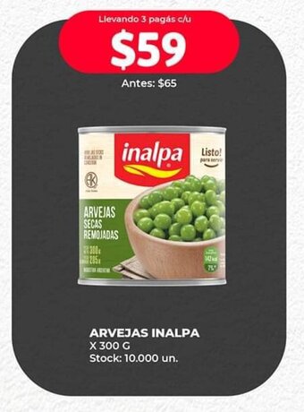 Supermercados Tadicor Arvejas INALPA x 300g oferta